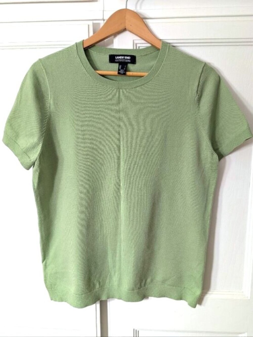 NWOT Lands' End Women's Short-Sleeve Crewneck Sweater Green L